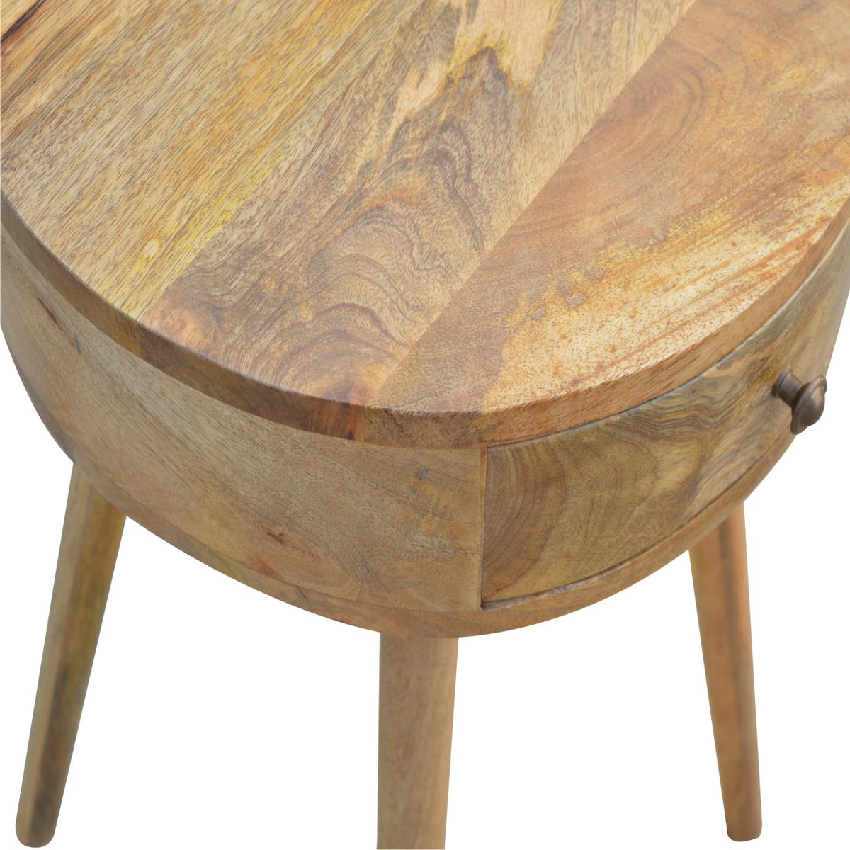 Table de chevet ronde nordique en manguier massif – Naturel – vue 5