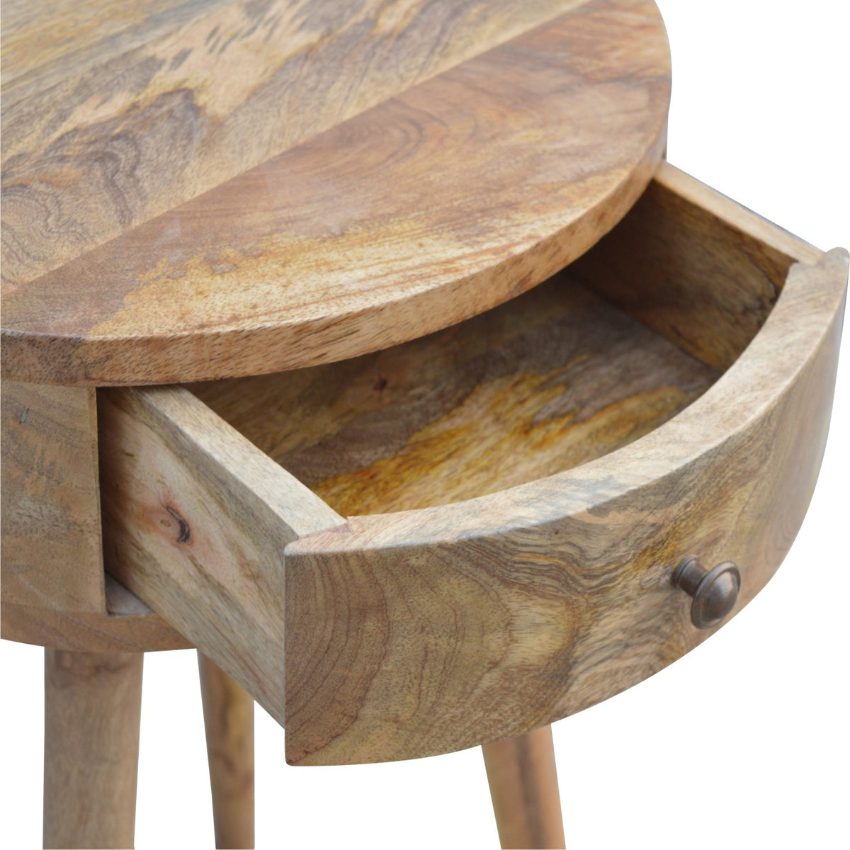 Table de chevet ronde nordique en manguier massif – Naturel – vue 7