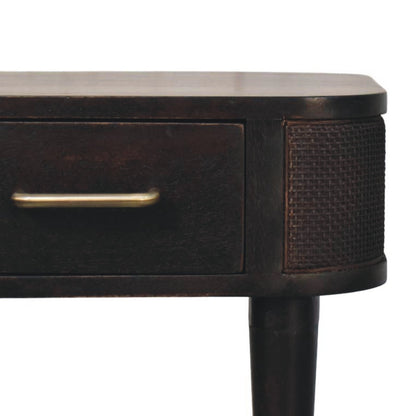 Table de chevet rotin tressé et laiton en manguier massif – Moka – vue 4