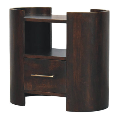 Table de chevet sculpturale à niche haute en manguier massif – Moka – vue 3