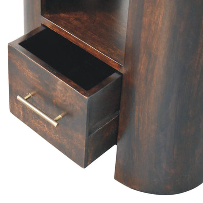 Table de chevet sculpturale à niche haute en manguier massif – Moka – vue 5