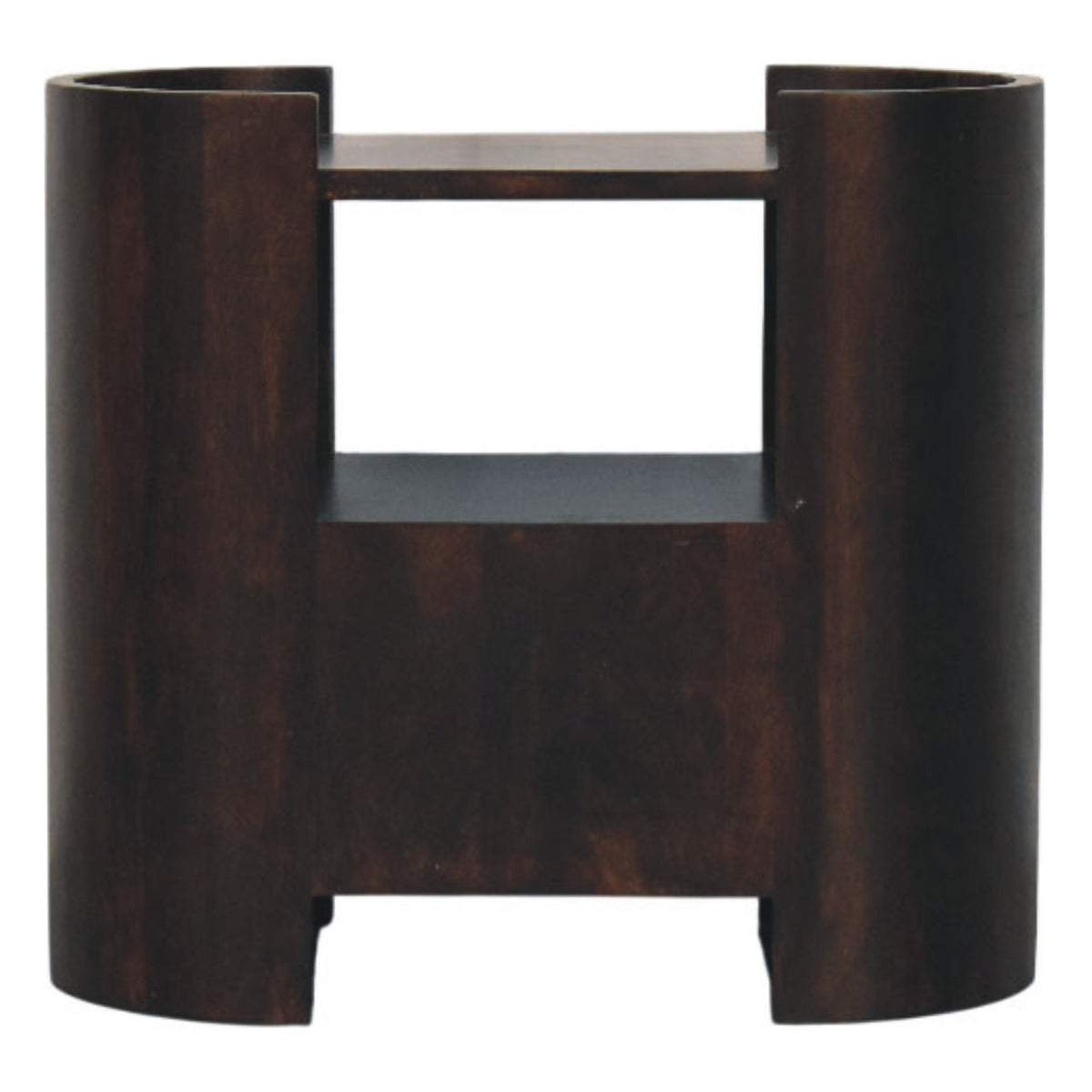 Table de chevet sculpturale à niche haute en manguier massif – Moka – vue 7