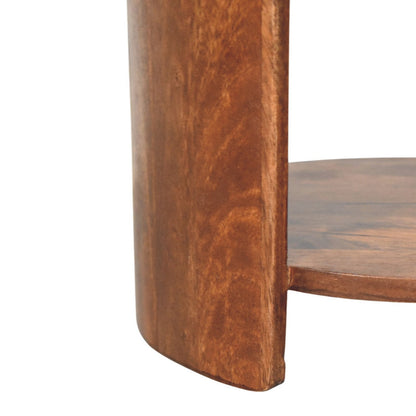 Tabouret assise cuir à étagère en manguier massif – Amande grillée – vue 6