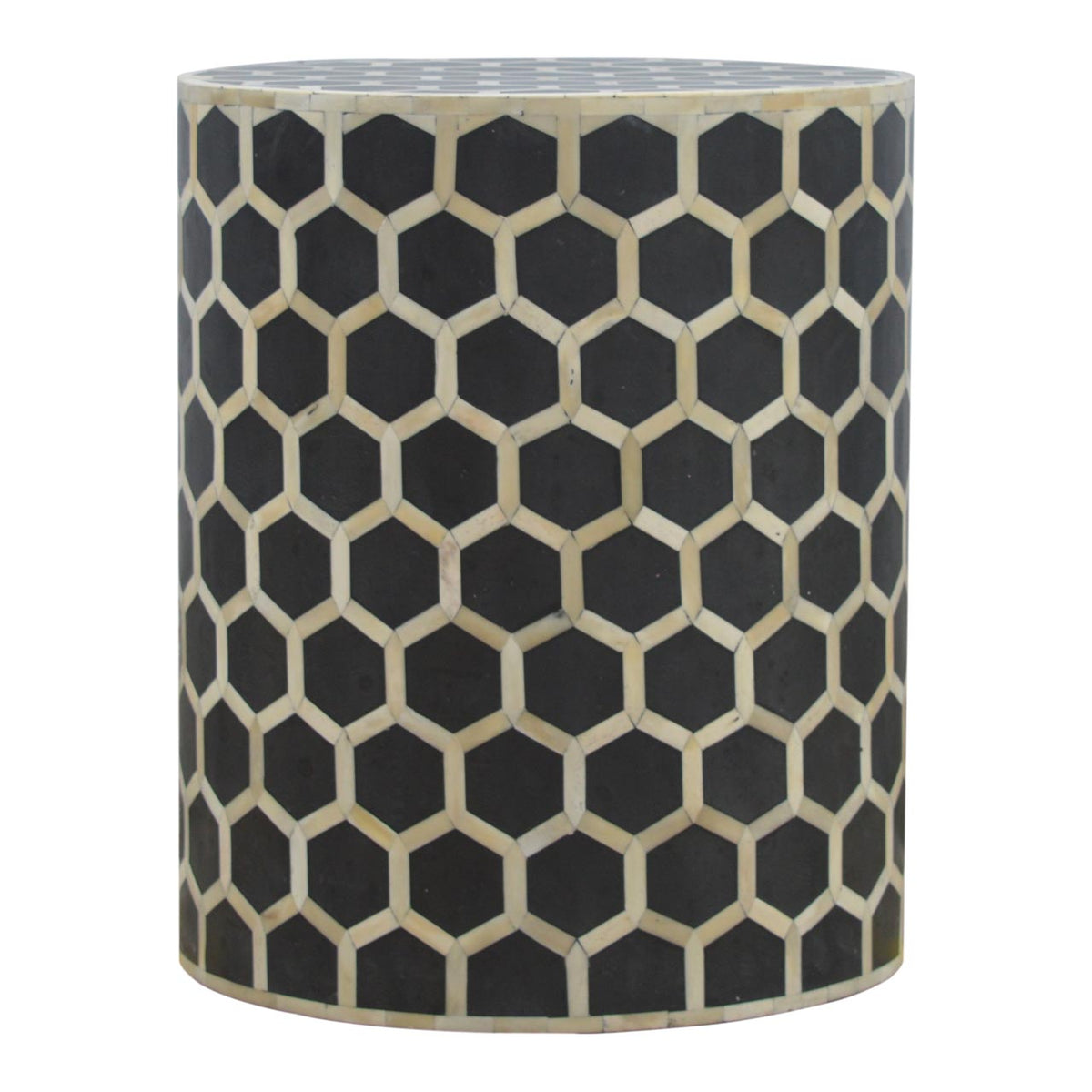 Petit tabouret décoré d'un motif d'incrustations d'os