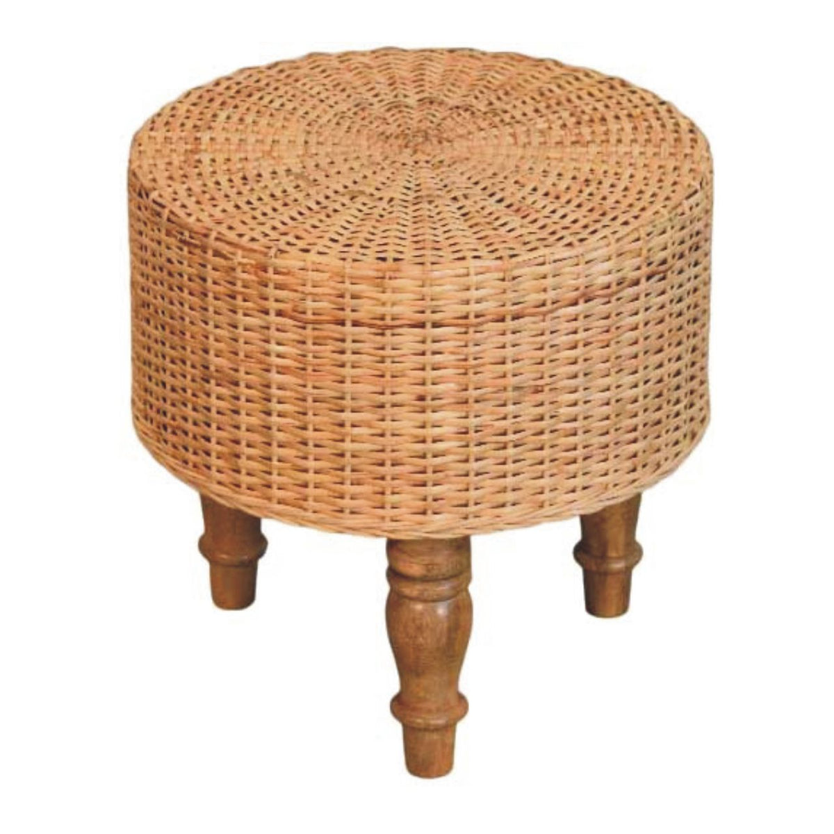 Tabouret rond tressé à pieds tournés – vue 2