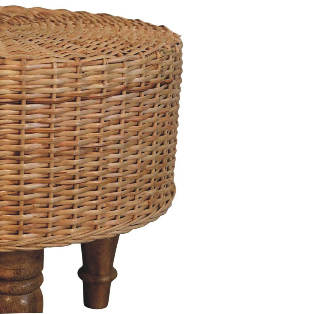 Tabouret rond tressé à pieds tournés – vue 5